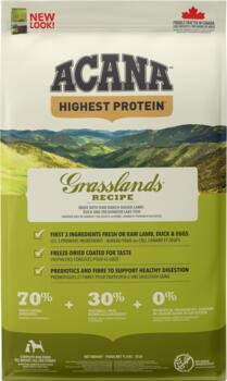 FRAGTSKADE - 11,4 kg Acana Grasslands Recipe Highest Protein - FRAGTSKADET, INDHOLD OK