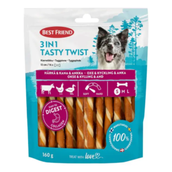 Best Friend 3in1 Tasty Twist tyggepinde 12 cm 16 stk, 160 g