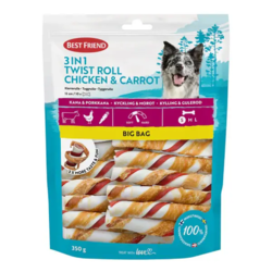 Best Friend 3in1 tyggerulle kylling & gulerod Big Bag 12 cm 10 stk, 350 g