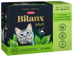 Best Friend Bilanx Adult kylling, okse & kalkun blanding i sovs, 12x85 g