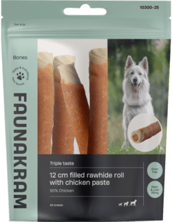 Faunakram 12 cm Filled rawhide roll w/ chicken paste 170g