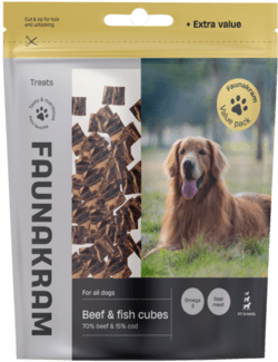 Faunakram valuepack beef & fish cubes, 500 g