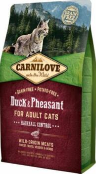 Adult Carnilove Cat - Duck and Pheasant - Hairball Control, 2 kg - BEMÆRK DATO 30.5.26