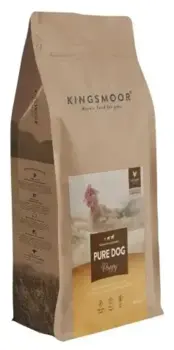 FRAGTSKADE - 9,5 kg Kingsmoor Pure  Chicken Dog puppy til  mellem- og store racer - FRAGTSKADET SÆK, INDHOLD OK