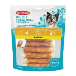 Best Friend Double fyldt tyggerulle kylling Big Bag - 12 cm - 13 st - 430 g.