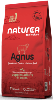 FRAGTSKADE - Naturea Naturals Agnus Grasslands Lamb 12 kg - Puppy & Adult - FRAGTSKADET SÆK, INDHOLD OK