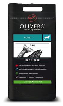 12 KG OLIVERS ADULT FISH GRAIN FREE, LARGE -  INCL. LEVERING