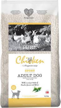 11,5 kg Kingsmoor Pure Chicken Sport Dog - mellem og store racer - Fragtfri levering - Godbidder medfølger