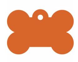 Hundetegn Kødben 39 mm - orange Alu. - der kan forkomme lidt små ridser på tegnet, derfor prisen - RESTSALG