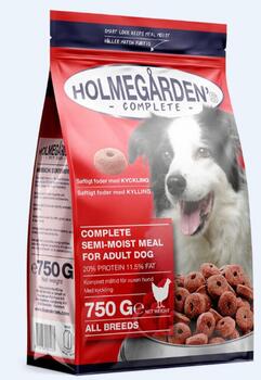 Holmegården's 750 g. Complete semi-moist dog food