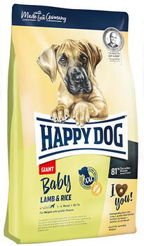 HAPPY DOG Puppy Baby GIANT Lam & Ris - Glutenfri, 15 kg -  Fragtfri levering - godbidder medfølger
