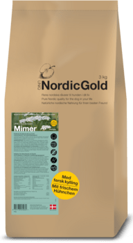 Nordic Gold Mimer - til den ældre hund - ikke tilsat korn 10 KG - Fragtfri levering - Godbidder medfølger