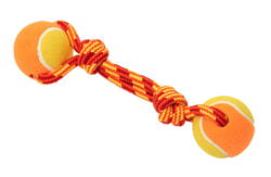BUSTER Colour Tuggaball Double Tennisball, rød/orange/gul, str. M - 23 cm - RESTSALG