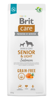 Brit Care Dog Grain-free Senior & Light - Salmon - Skin and Coat - 12 kg - INCL. LEVERING