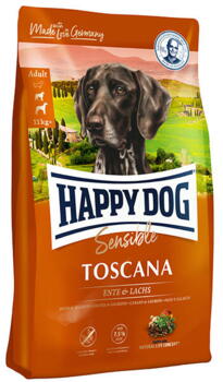 FRAGTSKADE - HAPPY DOG Sensible Toscana. And / Laks - Glutenfri, 11 kg - FRAGTSKADET SÆK, MEN INDHOLD OK
