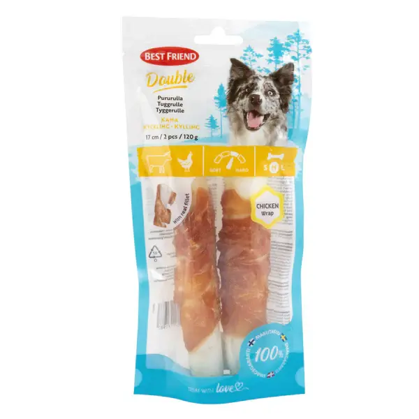 Best Friend Double tyggerulle kylling 17 cm 2 stk, 120 g
