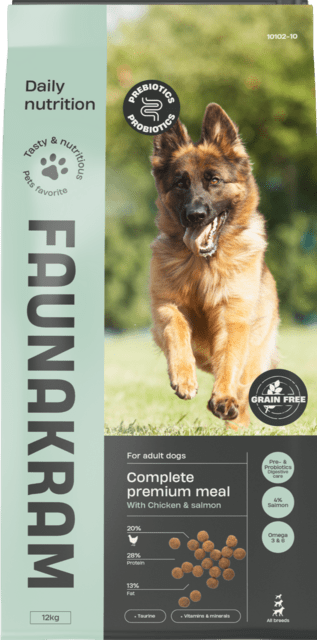 Faunakram Pre- & Probiotics Adult Dog Chicken & Salmon Grain Free, 12 kg.