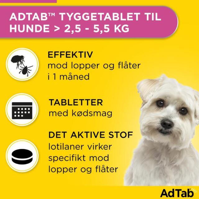 AdTab HUND 112.5MG Tyggetabletter mod lopper og flåt til HUND 2,5 - 5,5 kg