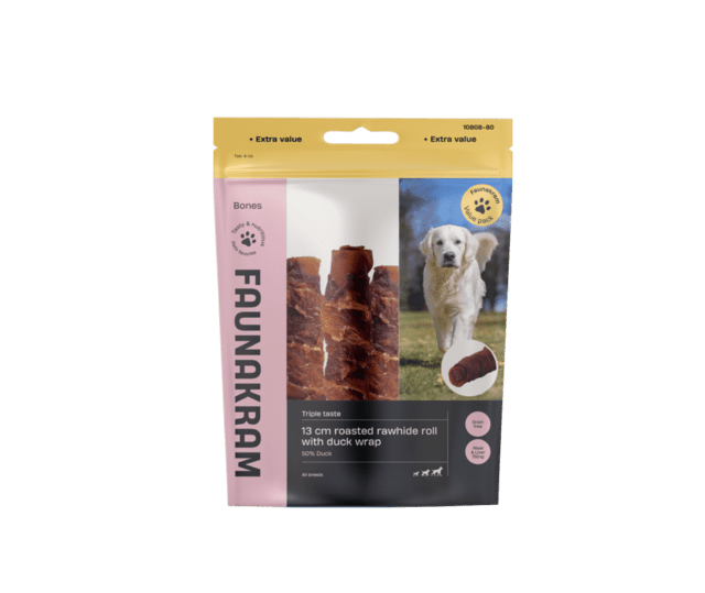 Faunakram Roasted meat-filled rawhide roll w. duck wrap 300 g