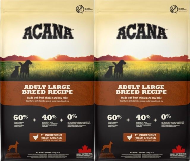 2 stk - 11,4 kg Acana Adult Large Breed Recipe BEMÆRK 2X11,4 KG