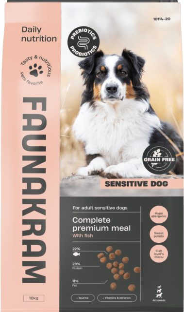 FRAGTSKADE - Faunakram Pre- & Probiotics Sensitive Dog Fish Grain Free, 10 kg - FRAGTSKADE
