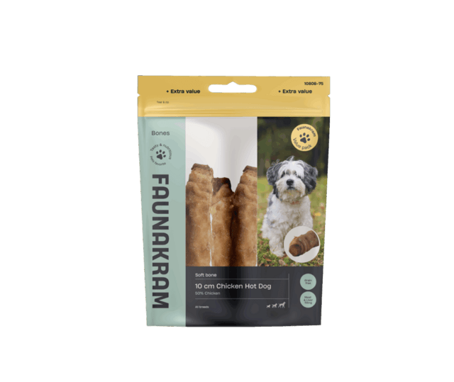 Faunakram Chicken sausage in rawhide roll, small dog, Valuepack, 300g