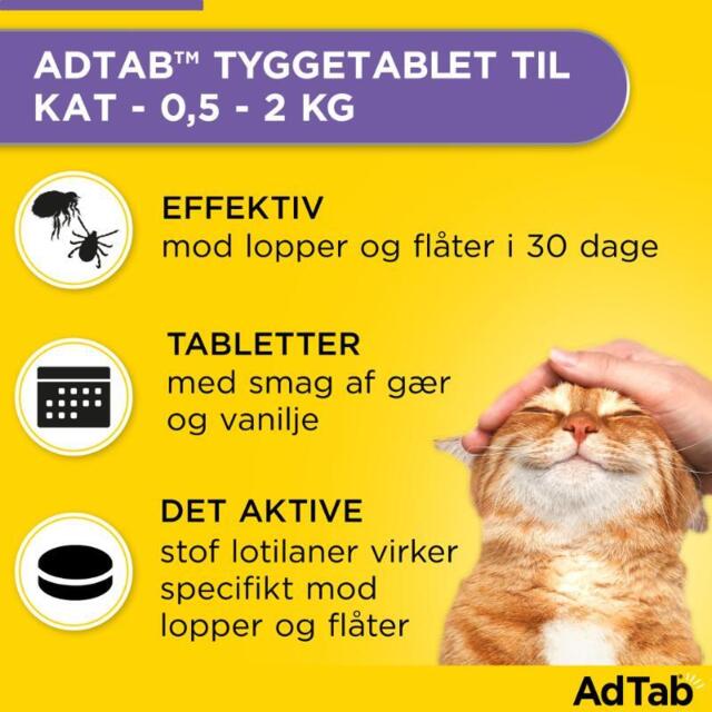 AdTab KAT 12MG Tyggetabletter mod lopper og flåt til KAT 0,5-2 kg