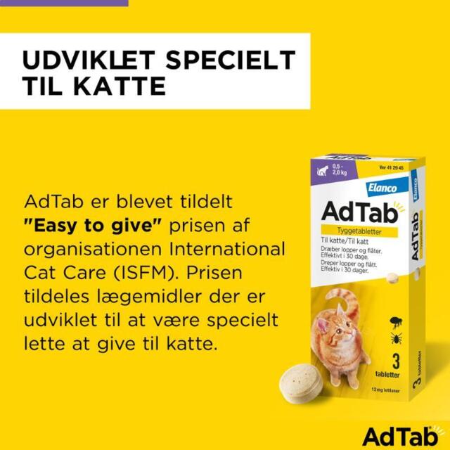 AdTab KAT 12MG Tyggetabletter mod lopper og flåt til KAT 0,5-2 kg