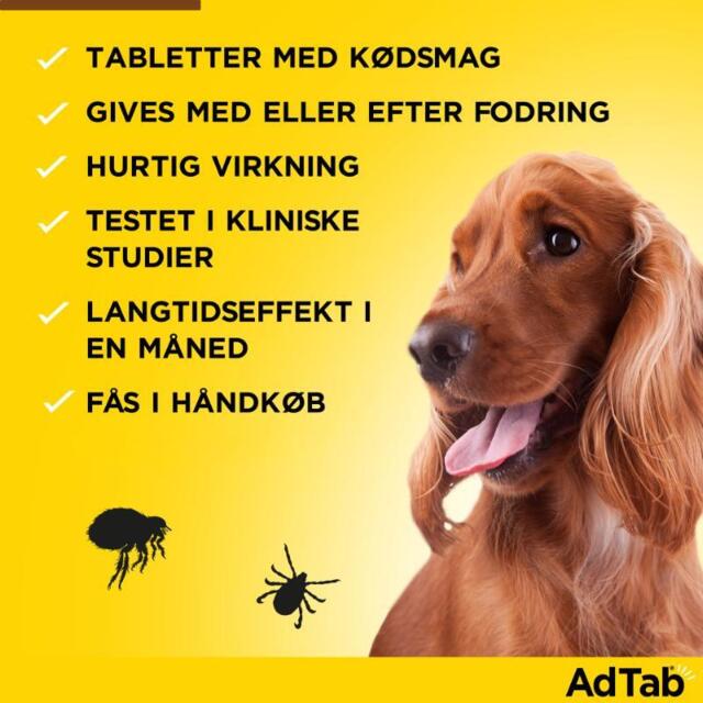 AdTab HUND 225MG Tyggetabletter mod lopper og flåt til HUND 5,5 kg-11 kg