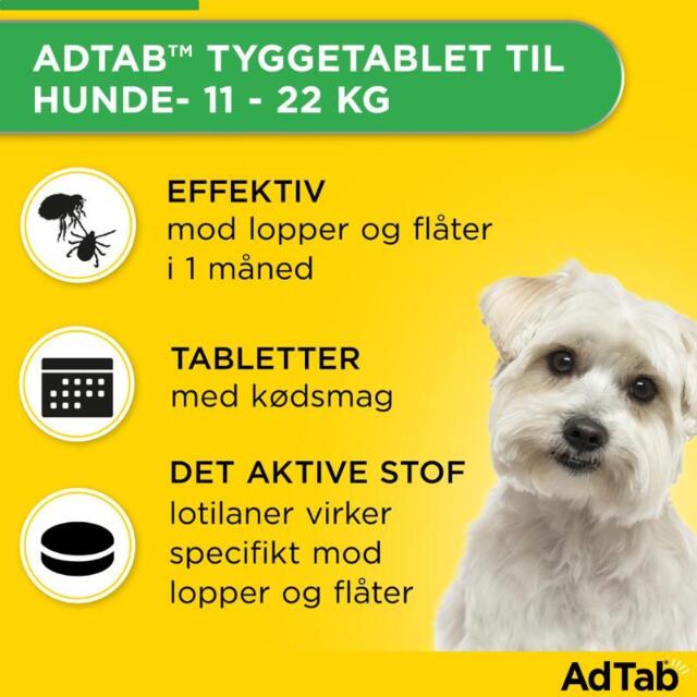 AdTab HUND 450MG Tyggetabletter mod lopper og flåt til HUND 11-22 kg