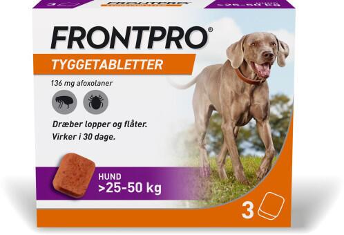 FRONTPRO Tyggetabletter mod lopper og flåter til Hund 136 mg, >25-50 kg.