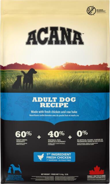 FRAGTSKADE - 11,4 kg Acana Adult Dog Recipe - FRAGTSKADET SÆK, INDHOLD OK