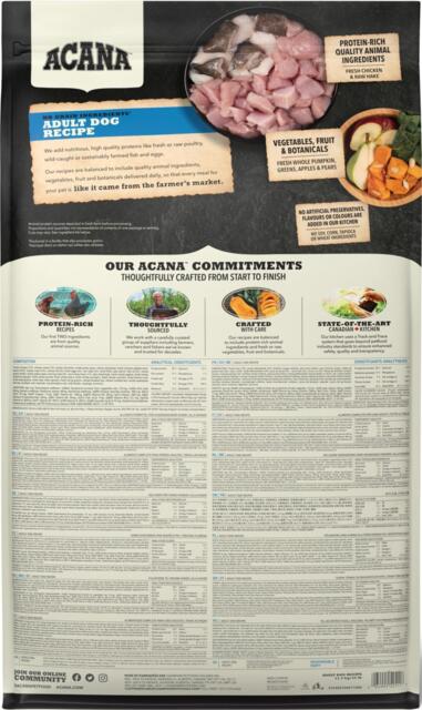 FRAGTSKADE - 11,4 kg Acana Adult Dog Recipe - FRAGTSKADET SÆK, INDHOLD OK
