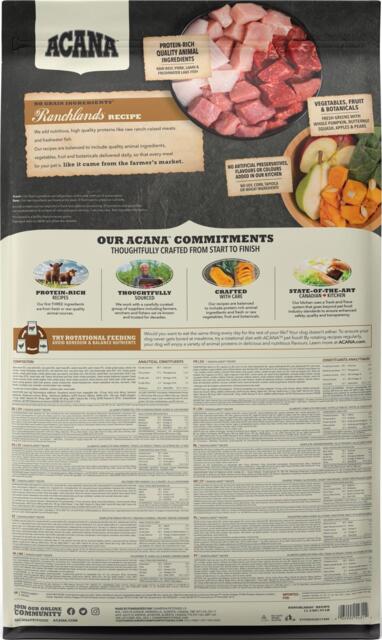 FRAGTSKADE - 11,4 kg Acana Ranchland Recipe Highest Protein - FRAGTSKADET SÆK, INDHOLD OK