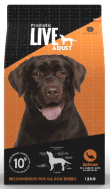 FRAGTSKADE - Probiotic Live Adult Salmon - Laks & ris - 12 kg - leveres i øjeblikket i hvid sæk m/etiket - FRAGTSKADET SÆK, INDHOLD OK