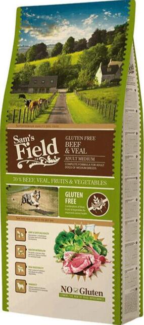 FRAGTSKADE - Sams Field Adult Medium - Beef & Veal, No gluten, 13 kg - FRAGTSKADET SÆK, INDHOLD OK