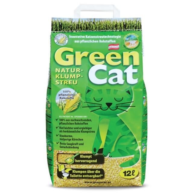 FRAGTSKADE - Greencat 12 L majs kattegrus. 100% naturligt - FRAGTSKADET POSE, INDHOLD OK