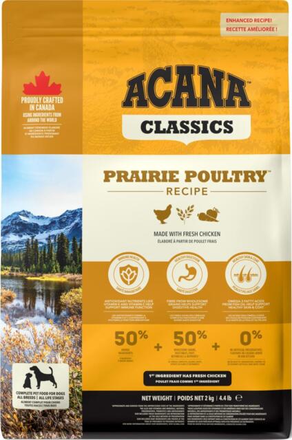 3 x 2 kg ACANA Classics Prairie Poultry - BEMÆRK RESTSALG DATO 28.8.26