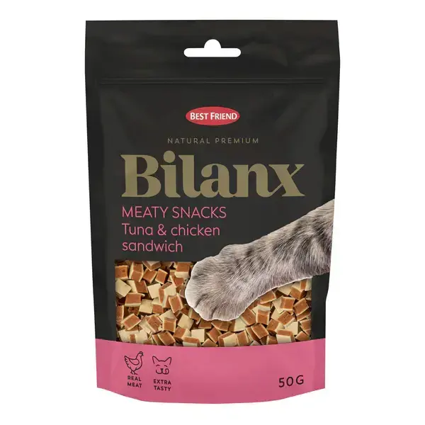 Best Friend Bilanx Meaty snacks tun- & kyllingesandwich til katte, 50g