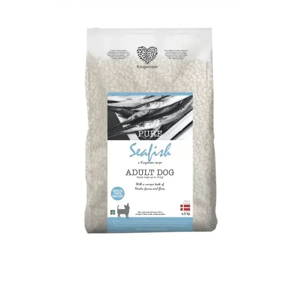 FRAGTSKADE - 6 kg Kingsmoor Pure Seafish Dog Small - til små racer - FRAGTSKADET SÆK, INDHOLD OK