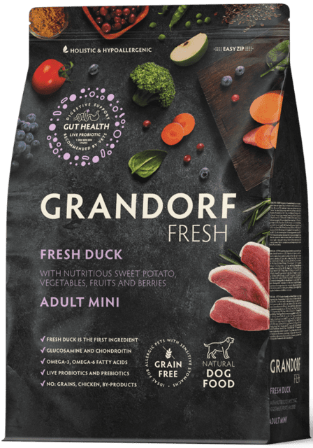 FRAGTSKADE - Grandorf Fresh Duck Adult mini Breeds 3Kg - FRAGTSKADET POSE, INDHOLD OK