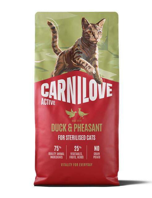 6 kg Carnilove Active CAT Duck & Pheasant for Sterilised Adult All Breeds