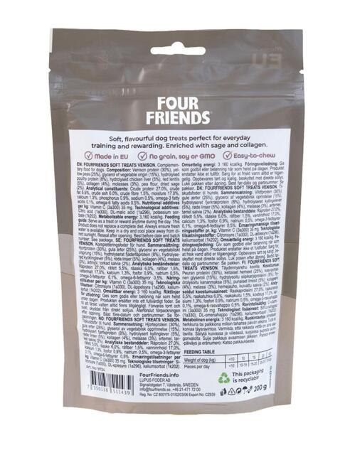 200 g Four Friends Soft Treats Venison - MADE IN EU
