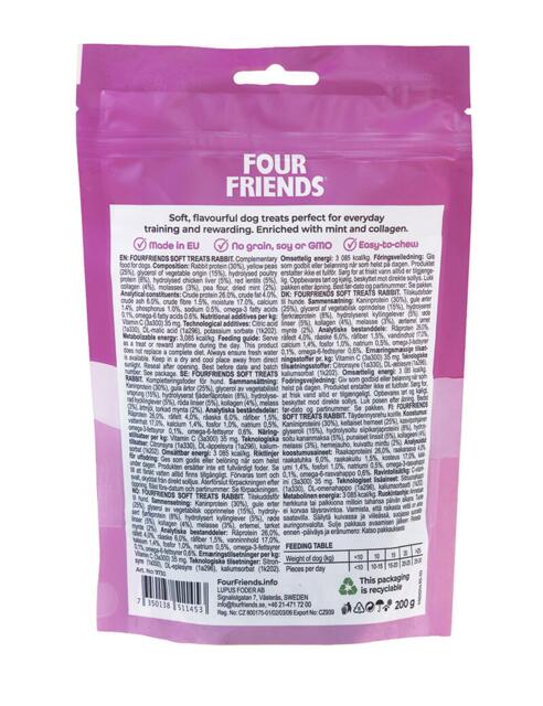 200 g Four Friends Soft Treats Rabbit - MADE IN EU