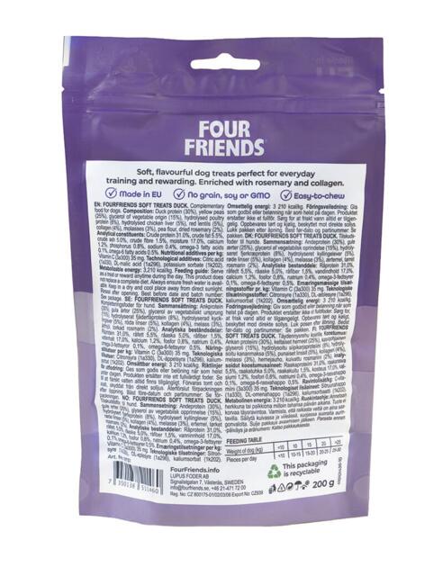 200 g Four Friends Soft Treats Duck - MADE IN EU