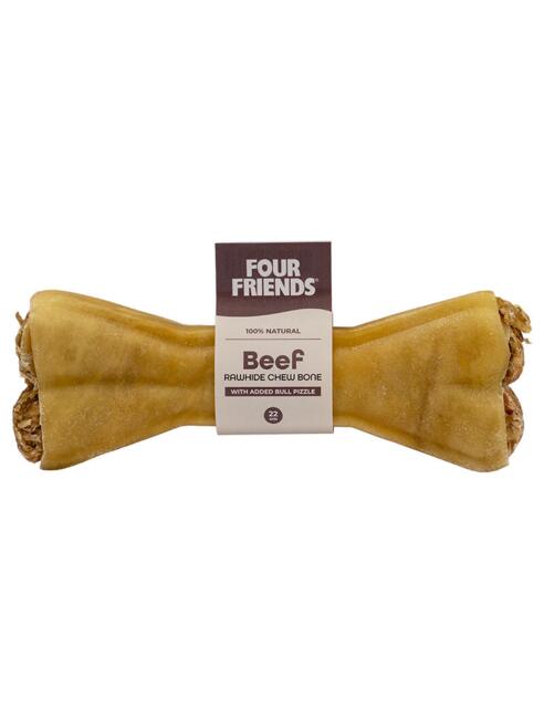 Four Friends Natural Chews Beef rawhide chew bone with bull pizzle 22 cm - MADE IN EU