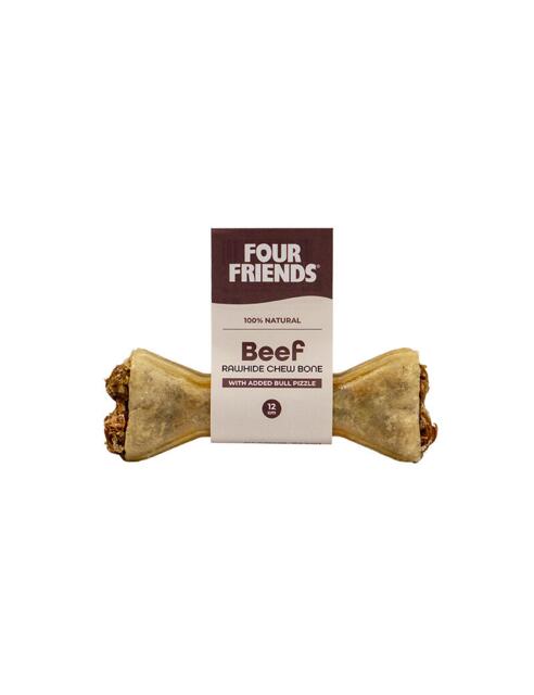 Four Friends Natural Chews Beef rawhide chew bone with bull pizzle 12 cm - MADE IN EU
