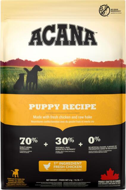 FRAGTSKADE - 2 kg Acana Puppy Recipe - FRAGTSKADET POSE, INDHOLD OK