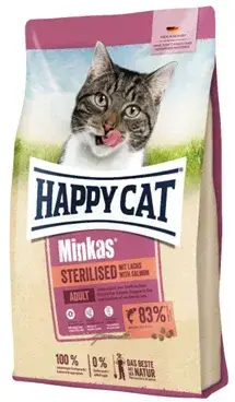 FRAGTSKADE - Happy Cat Minkas Sterilised **LAKS**  - FRAGTSKADET SÆK, INDHOLD OK