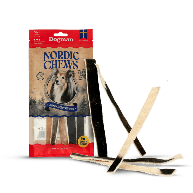 Dogman Nordic Chews Beef Rawhide Ministrips, 5 stk - SVENSK KOHUD UDEN KEMI